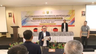 Sekda Ade dan Disbudpora Kukuhkan Kepengurusan BAPOR KORPRI Kabupaten Sukabumi Periode 2024-2027